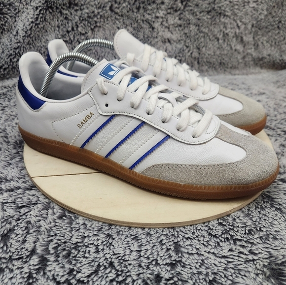 adidas Originals Other - Adidas Samba Flat White Lucid Blue Shoes Men's Size 9.5